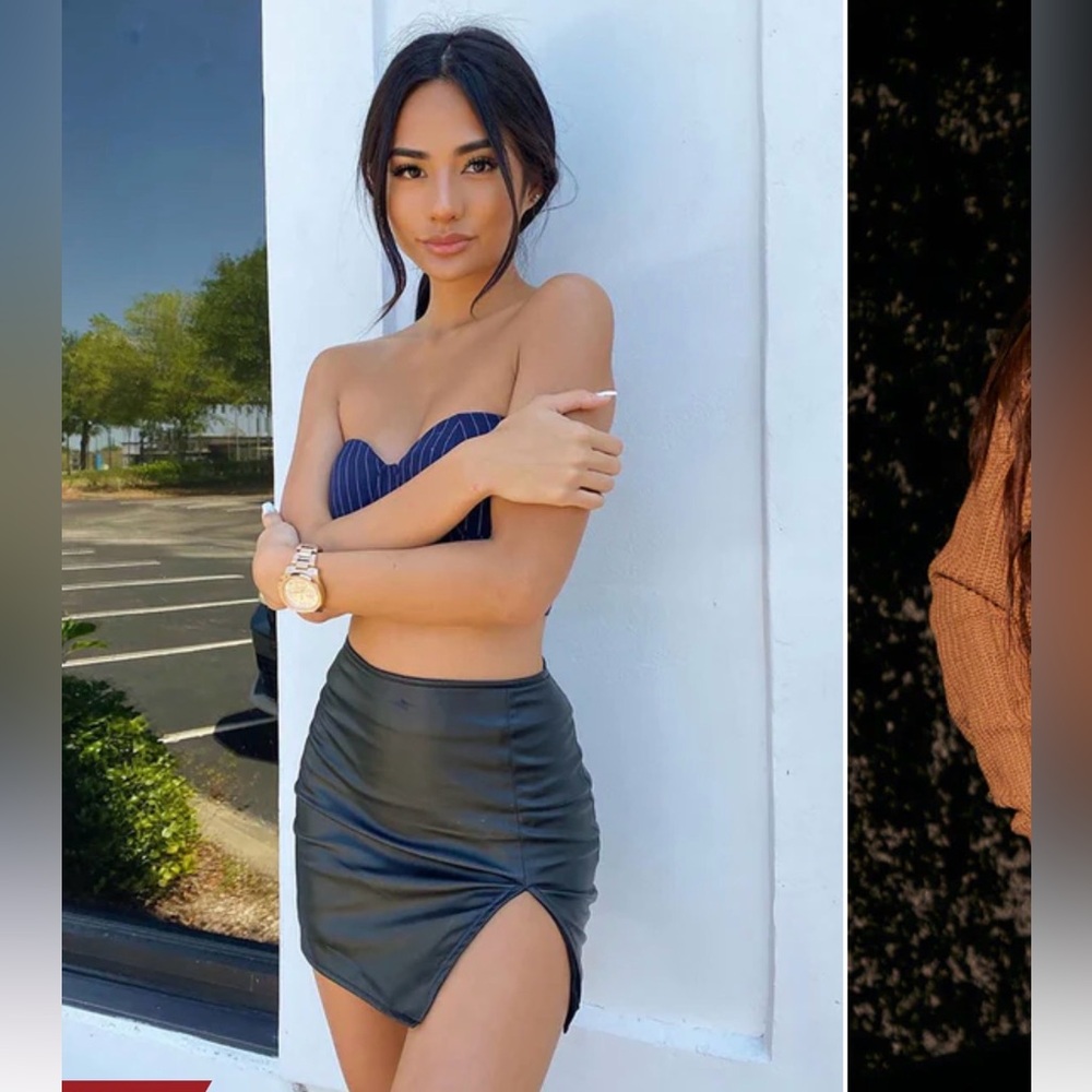 Leather black skirt